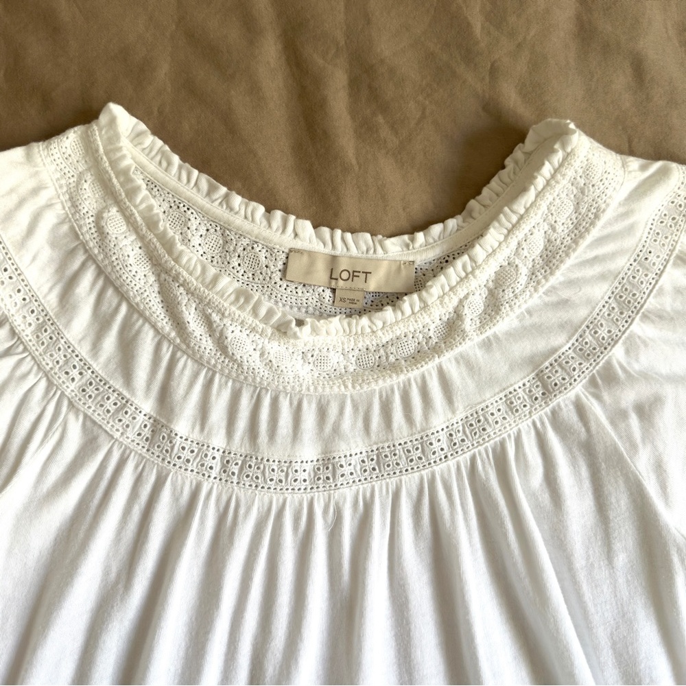 LOFT 100% Cotton White Tee - Picture 4 of 6
